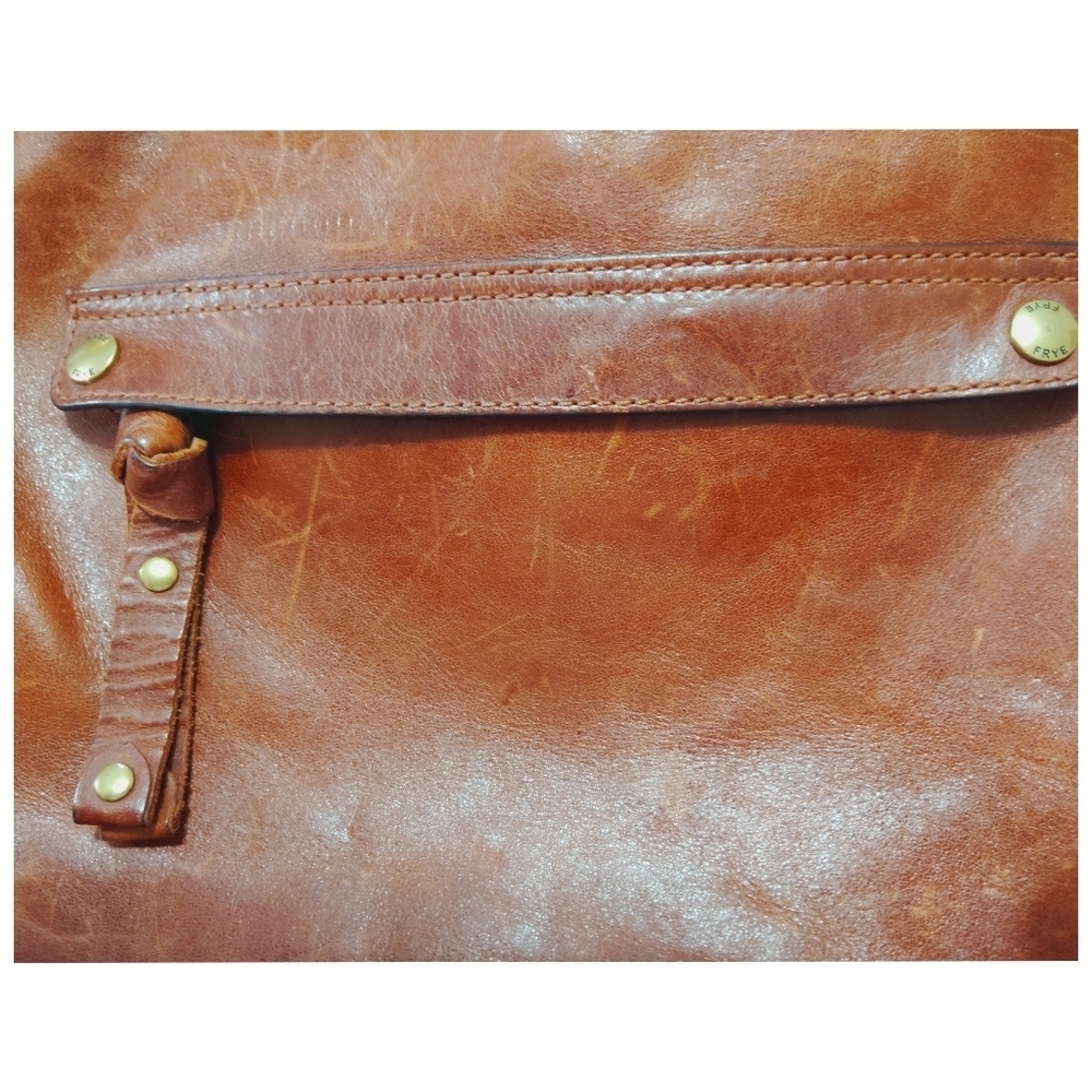 Frye Cognac Brown Leather Hobo Bag Minimalist Shoulder Purse - Picture 7 of 11